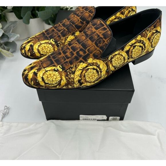Men\'s Versace BAROCCO print silk loafers\'s size 45 made in Italy main image 11